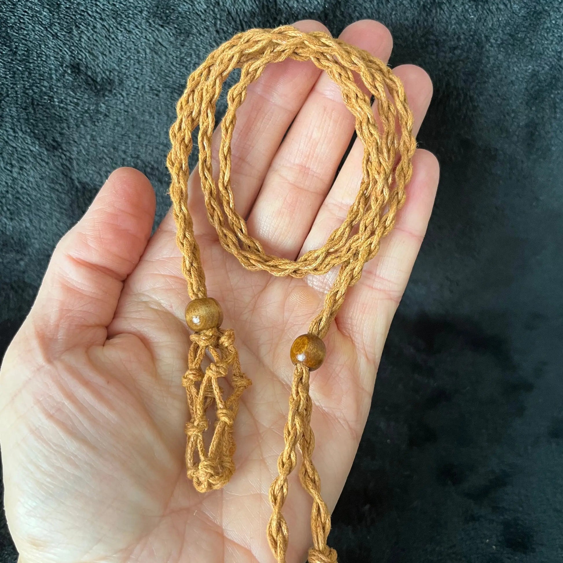 Brown Macrame Crystal Pouch Necklace, Adjustable (crystal not included) NCK-2992 Shop Wholesale Crystals