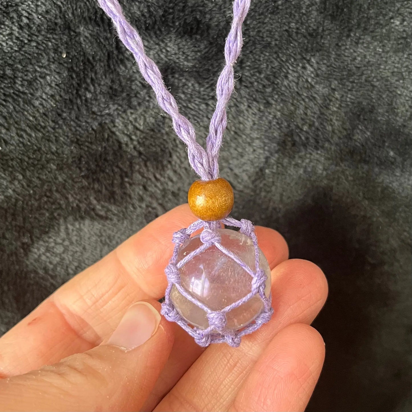 Purple Macrame Crystal Pouch Necklace, Adjustable (crystal not included) NCK-2996 Shop Wholesale Crystals