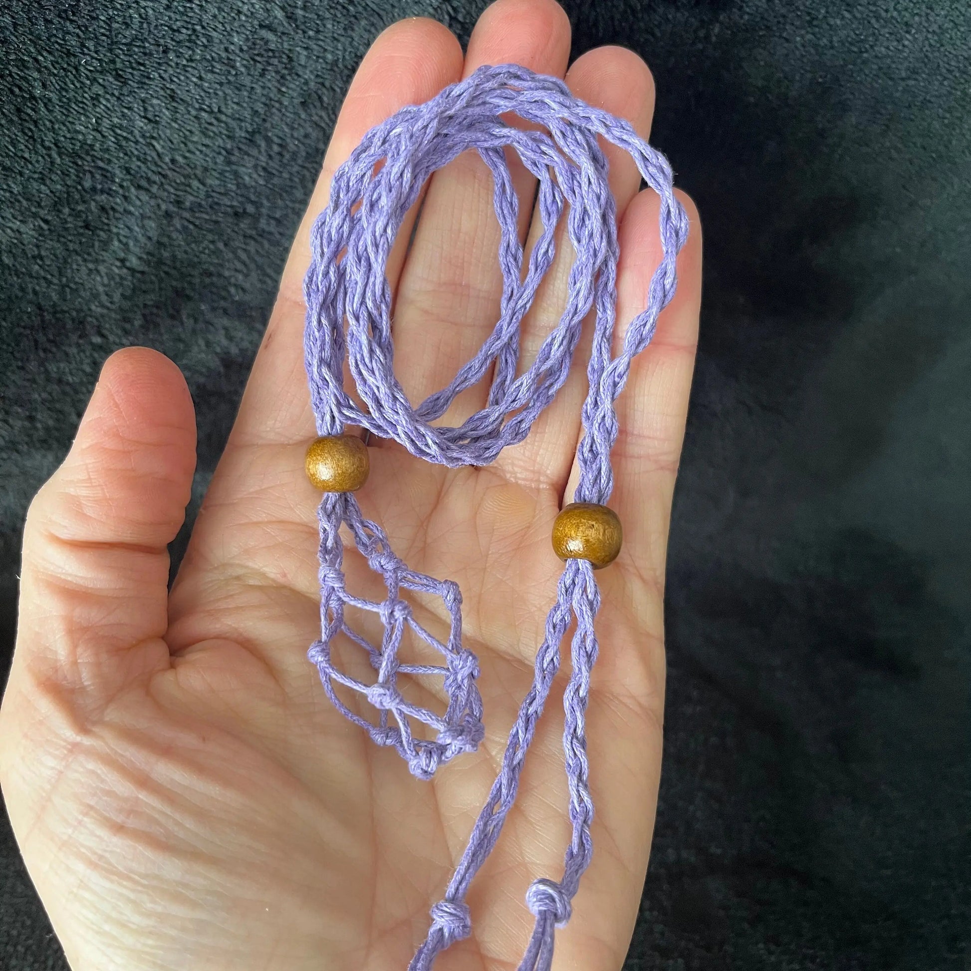 Purple Macrame Crystal Pouch Necklace, Adjustable (crystal not included) NCK-2996 Shop Wholesale Crystals