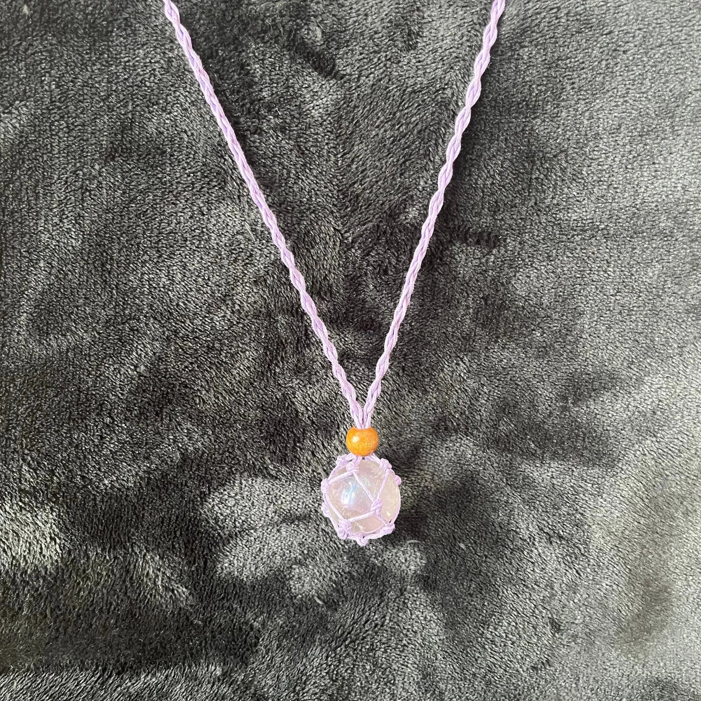 Purple Macrame Crystal Pouch Necklace, Adjustable (crystal not included) NCK-2996 Shop Wholesale Crystals