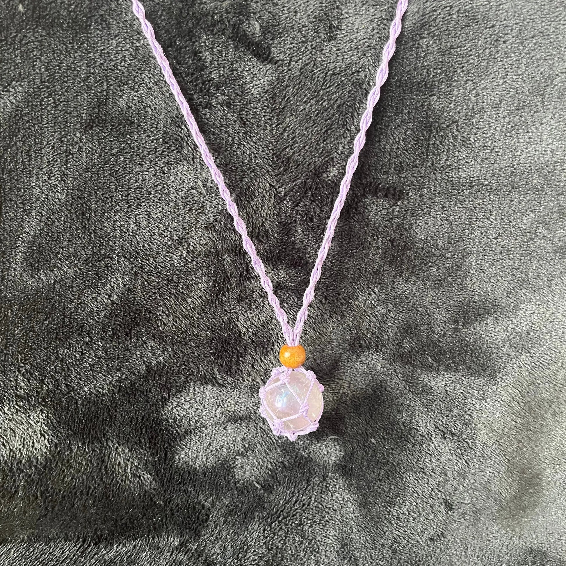 Purple Macrame Crystal Pouch Necklace, Adjustable (crystal not included) NCK-2996 Shop Wholesale Crystals