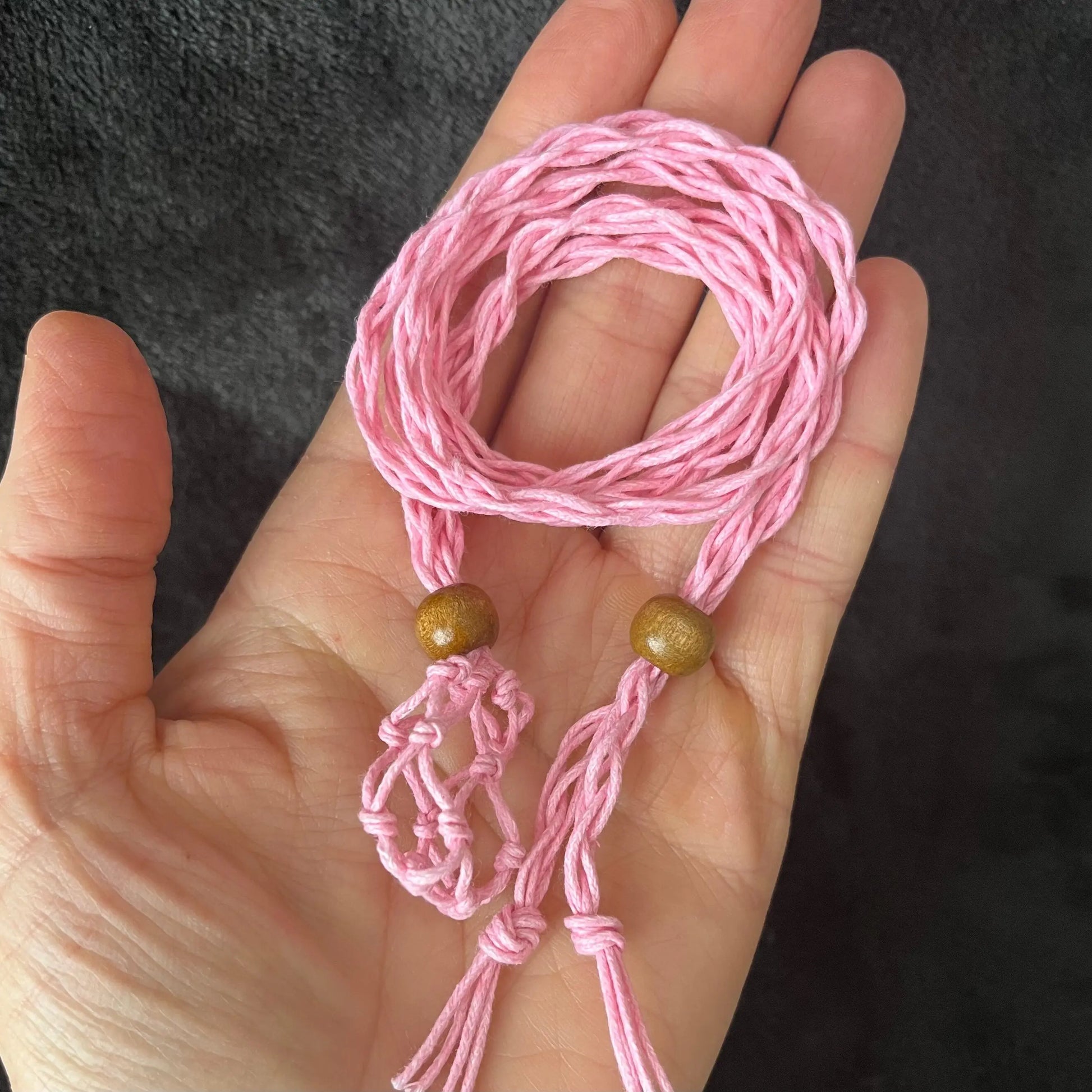 Pink Macrame Crystal Pouch Necklace, Adjustable (crystal not included) NCK-2997 Shop Wholesale Crystals