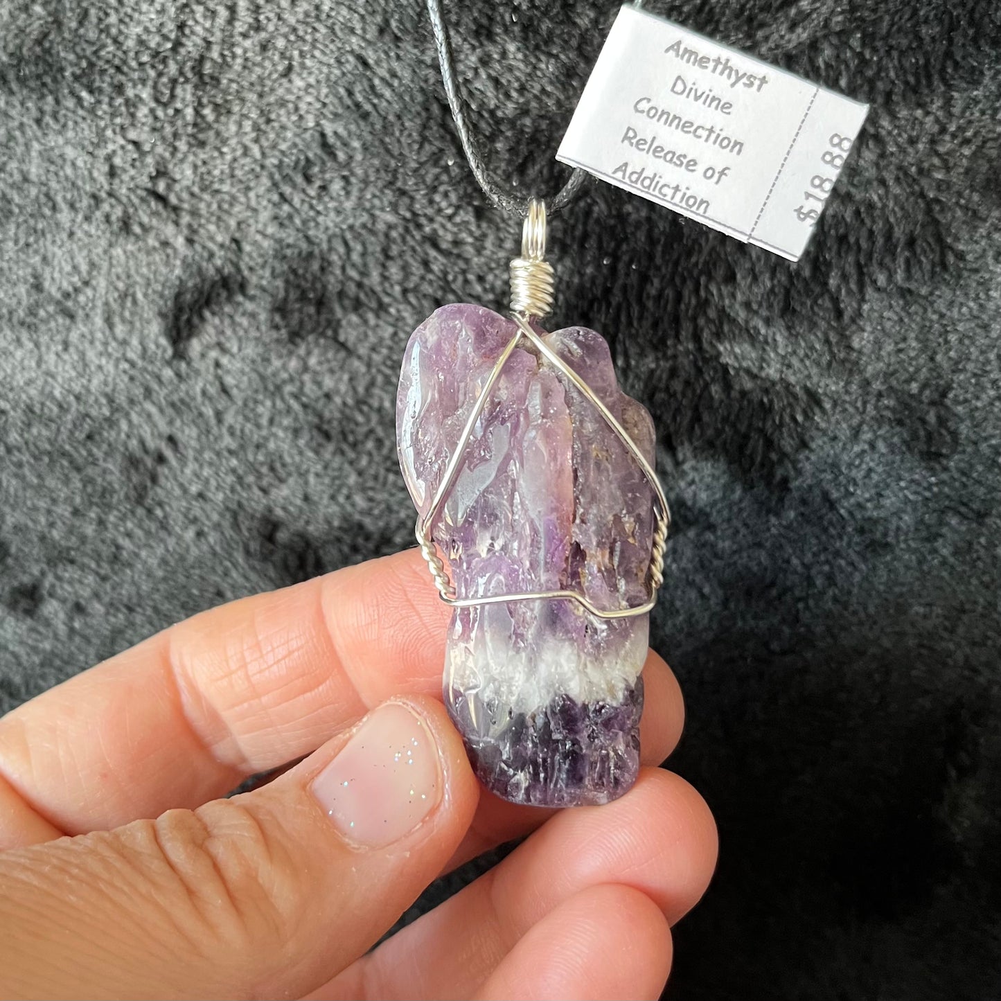 Amethyst Dreamy Slab Wire Wrapped Necklace WN-0247