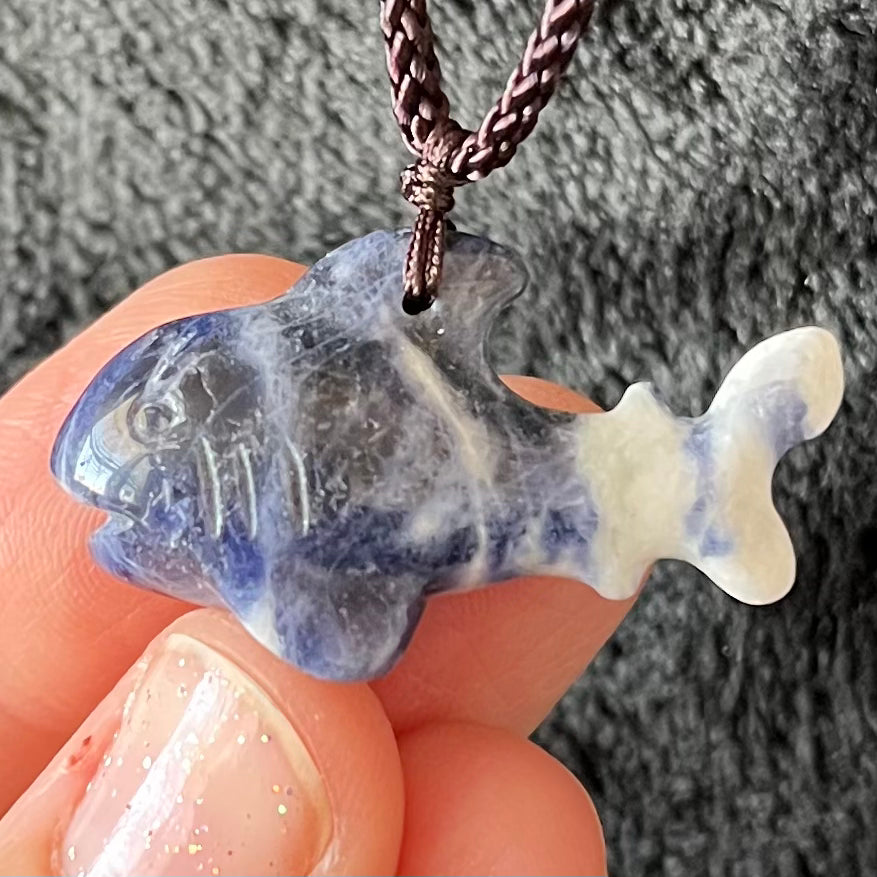 Sodalite Shark Necklace WN-0282