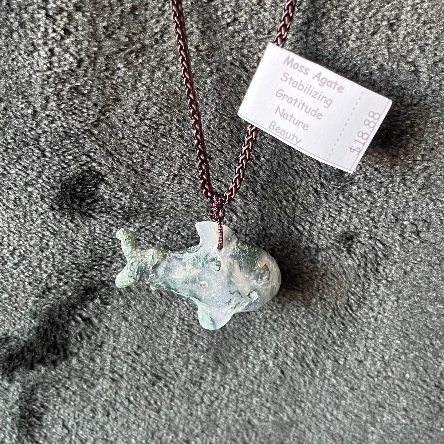 Moss Agate Shark Necklace WN-0286