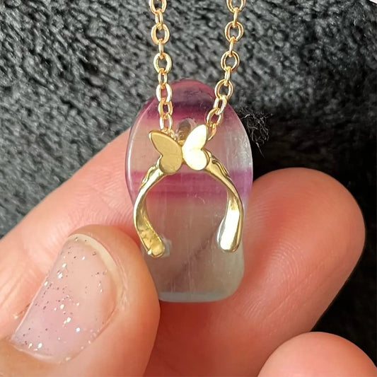 Fluorite Flip Flop Necklace WN-0290 - Shop Wholesale Crystals