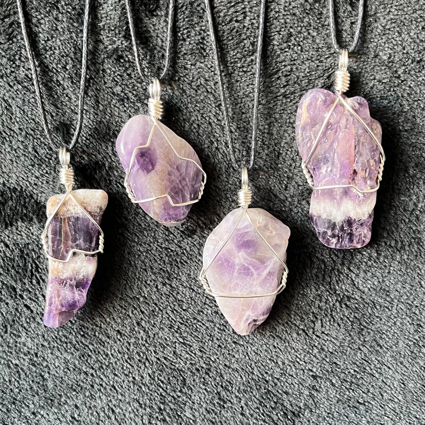 Amethyst Dreamy Slab Wire Wrapped Necklace WN-0247