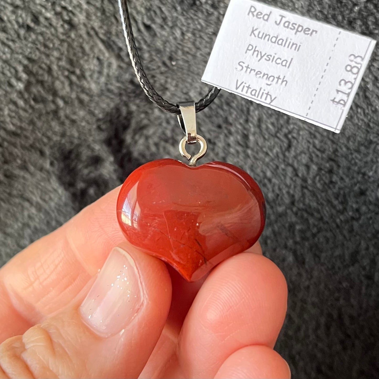 Red Jasper Puffy Heart Necklace WN-0251