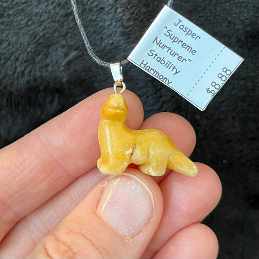 Yellow Jasper Brontosaurus Dinosaur Necklace WN-0165