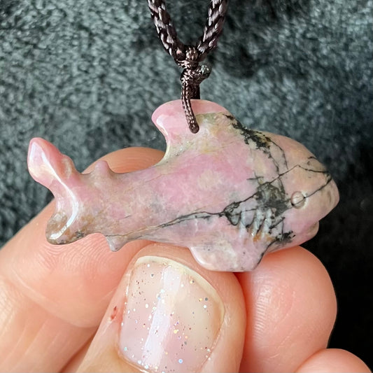 Rhodonite Shark Necklace WN-0281