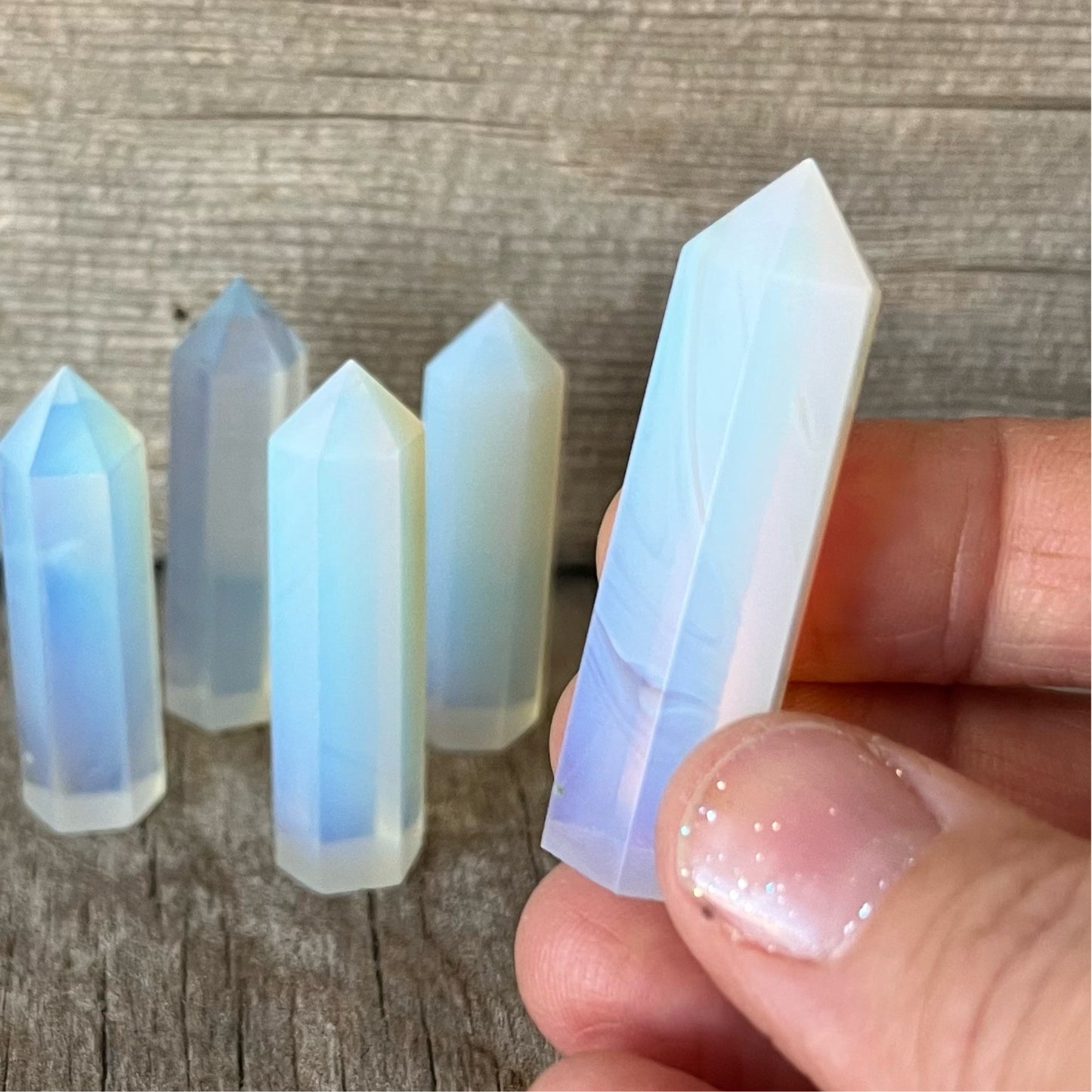 Opalite Small Obelisk (synthetic), Package of 5 (Approx. 1 3/4”) WO-0022