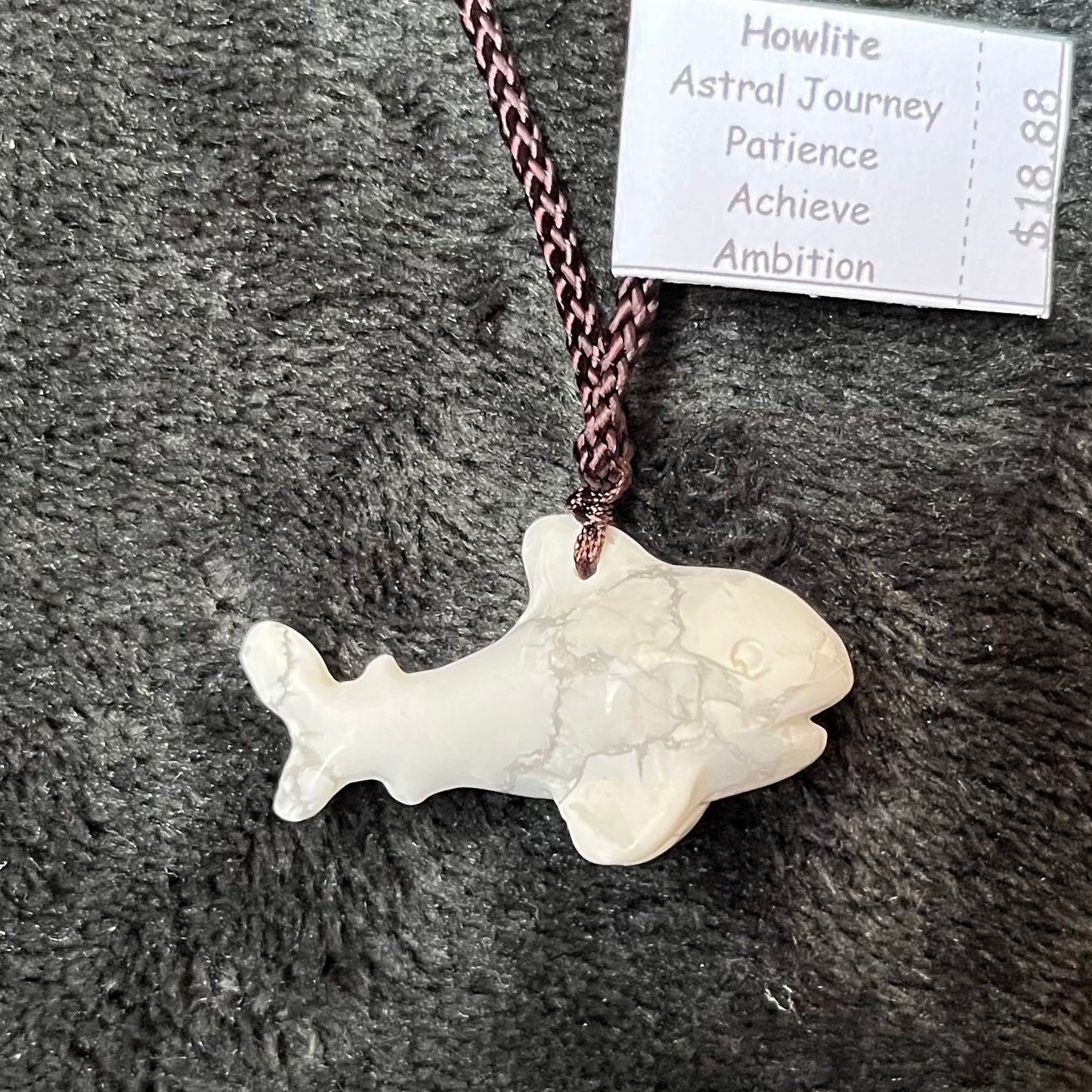 White Howlite Shark Necklace WN-0280