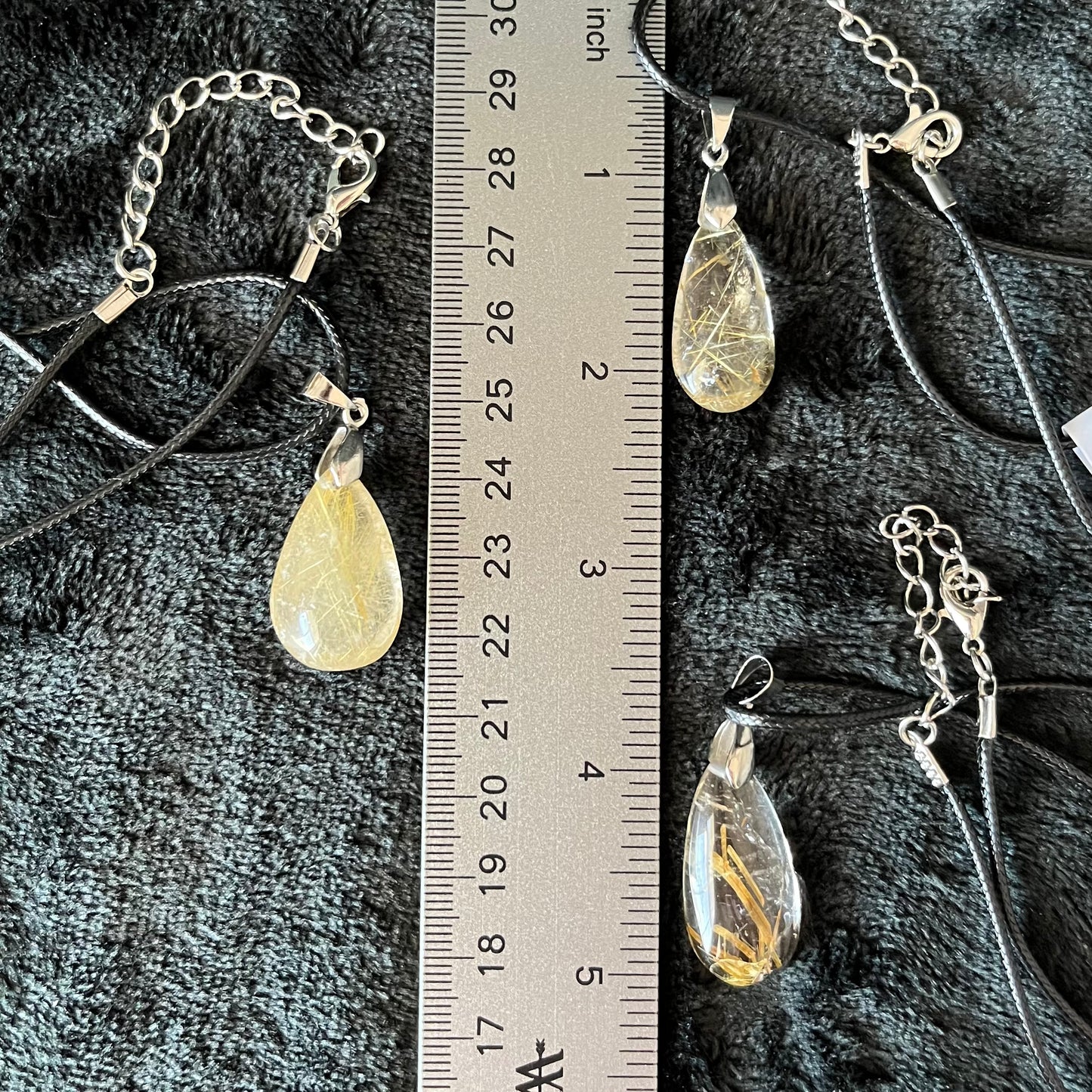 Golden Rutile Teardrop Necklace WN-0289