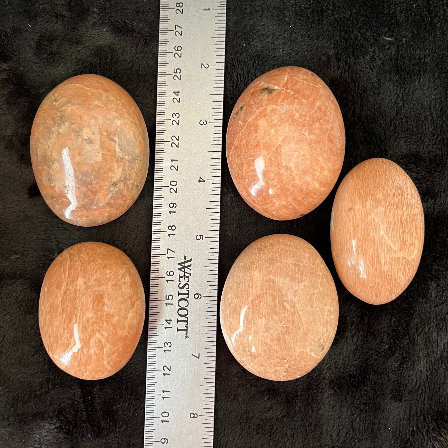 Peach Moonstone Palm Stone, 1 Pound WW-0001