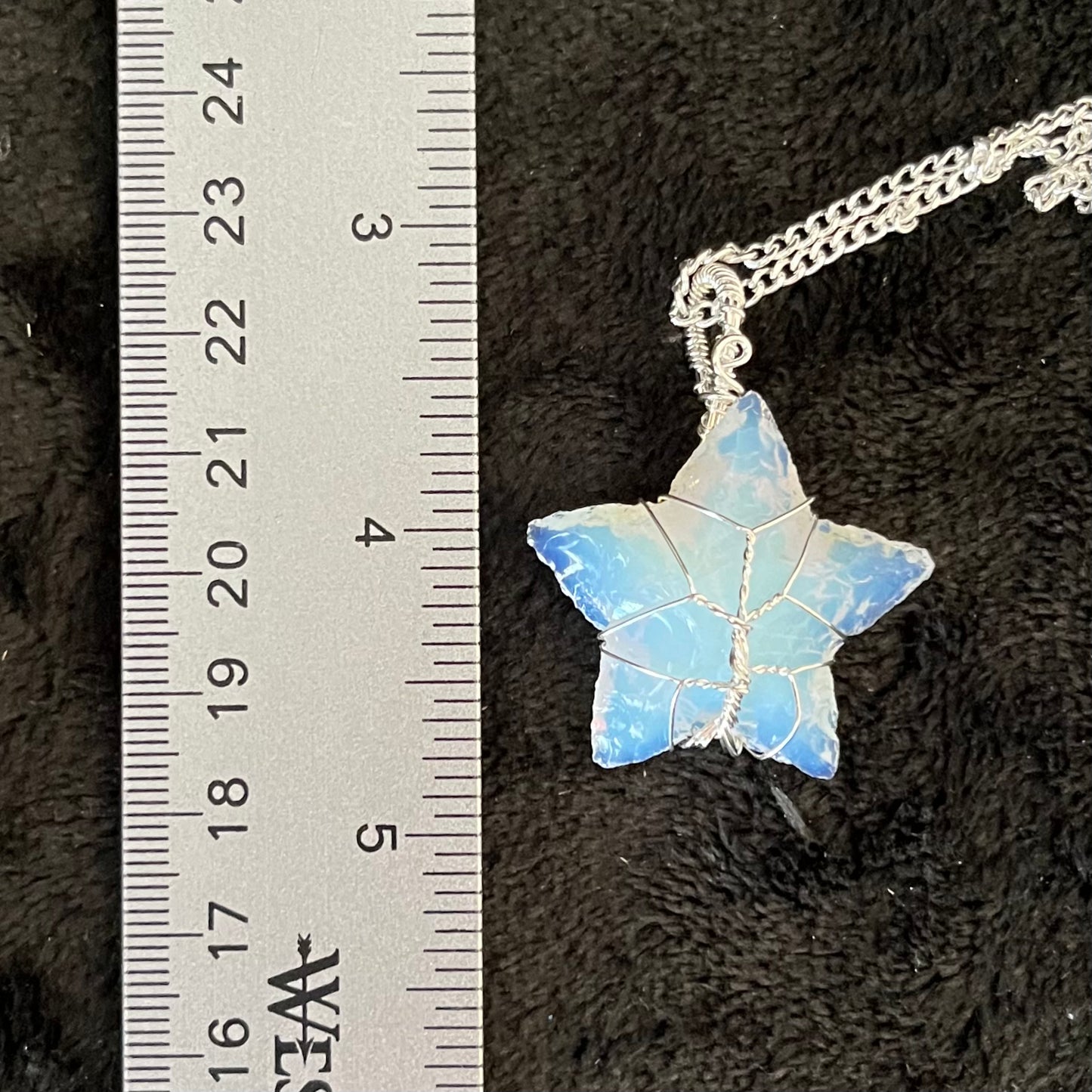 Opalite Knapped Star, Tree of Life, Wire Wrapped Necklace WN-0274