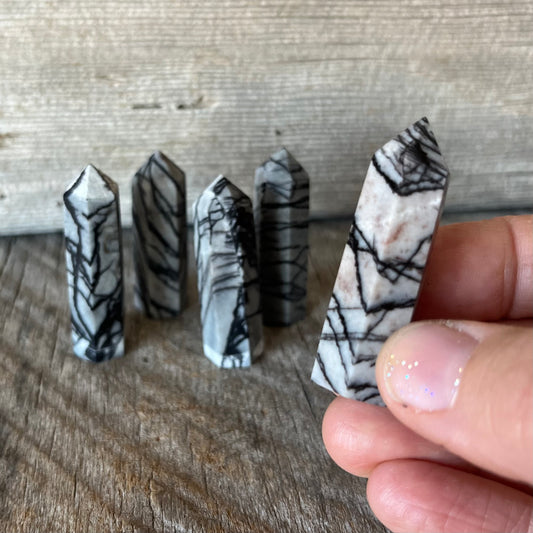 Spiderweb Jasper Small Obelisk, Package of 5 (Approx. 1 3/4”) WO-0018