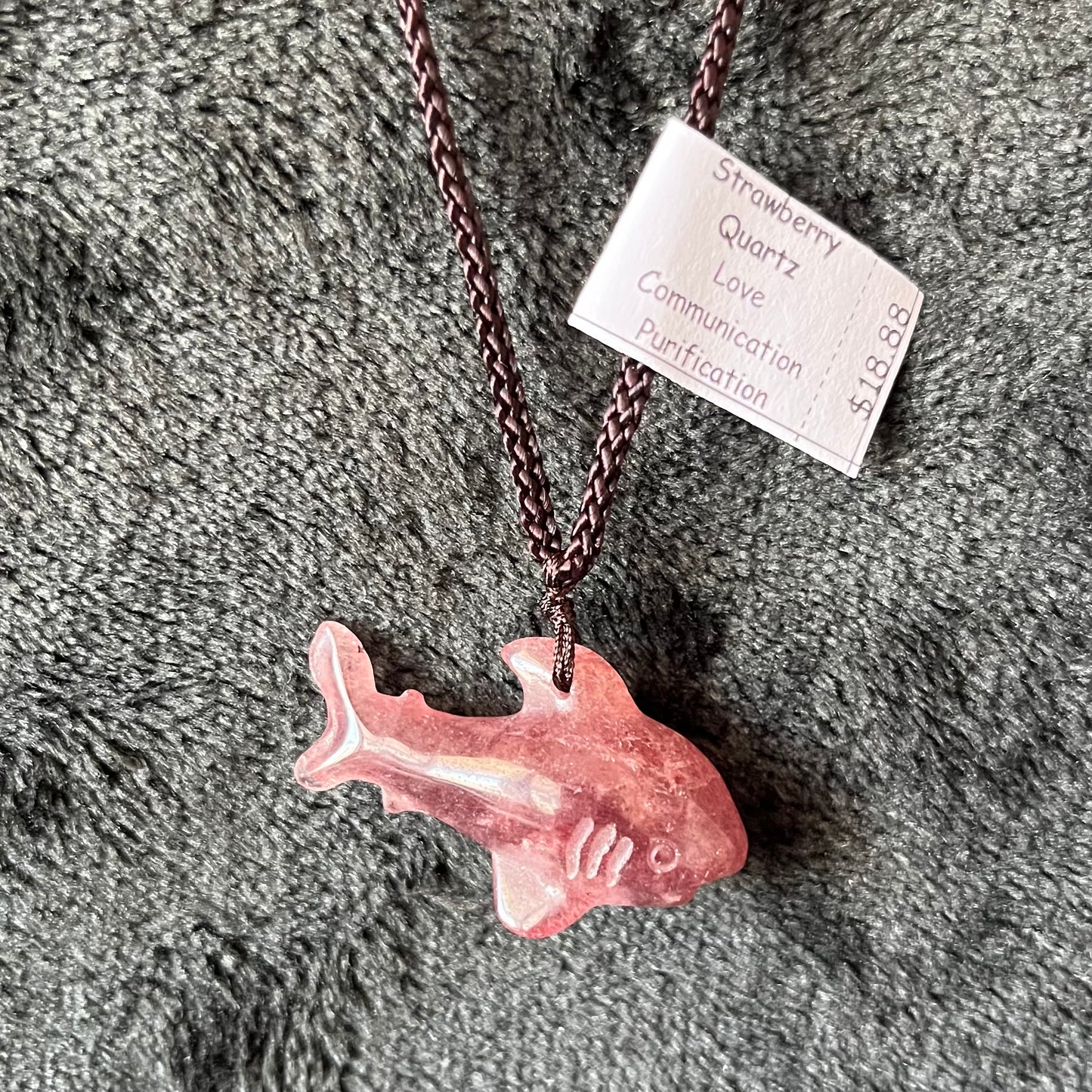 Strawberry Quartz Shark Necklace WN-0285