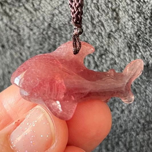 Strawberry Quartz Shark Necklace WN-0285