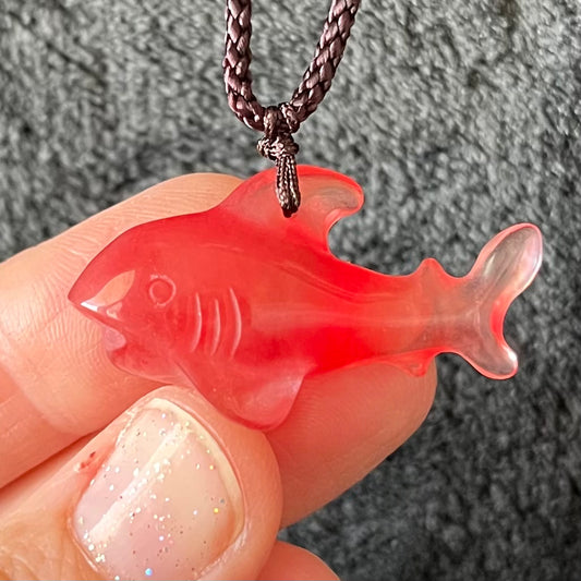 Cherry Quartz Shark Necklace WN-0284